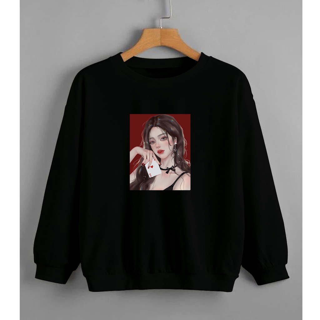 CALVIERO SHOP - BAJU SWEATER WANITA ATASAN GIRL AS POKER SWEATER DEWASA BRAND ANIME SWEATER HODDIE FASHION CITAYEM SCBD FASHION WEEK FASHION VIRAL TIKTOK