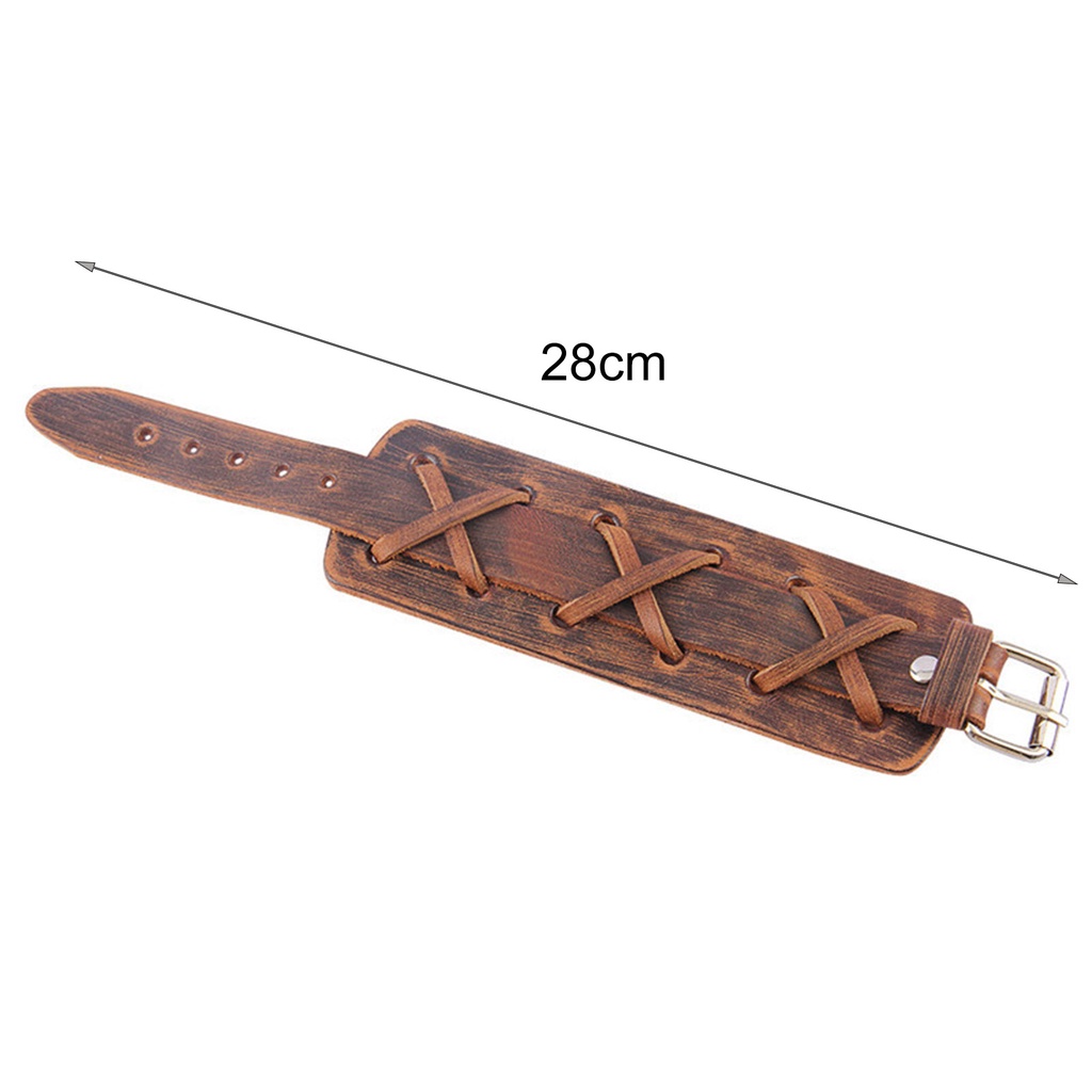 Hu Hu Hu Hu Hu Alat Bantu Pasang Kacamata♡ Gelang Bahan Kulit Imitasi Dengan Buckle Metal Adjustable Gaya Punk Rock Untuk Pria