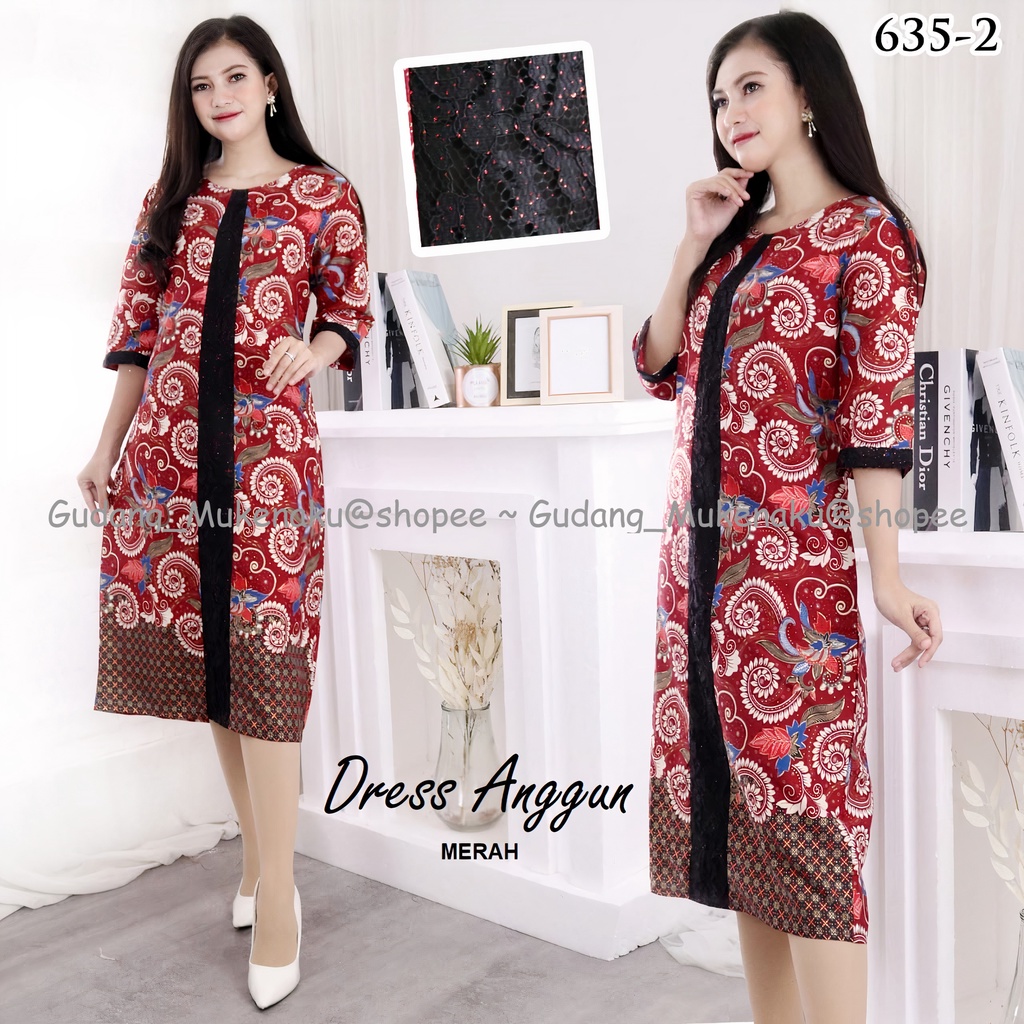 Gudang_Mukenaku Dress Anggun Bahan Katun Kombinasi Brukat Pakaian Fashion Wanita Dewasa Terbaru Premium COD bisa bayar di tujuan