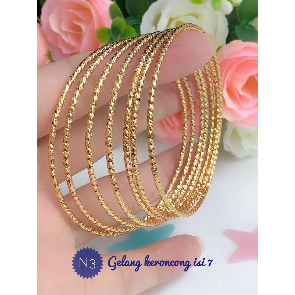 (MAR) TERMURAH Set Perhiasan Lapis Emas Aksesoris Xuping Gelang Ring Keroncong Mewah Titanium Realpi