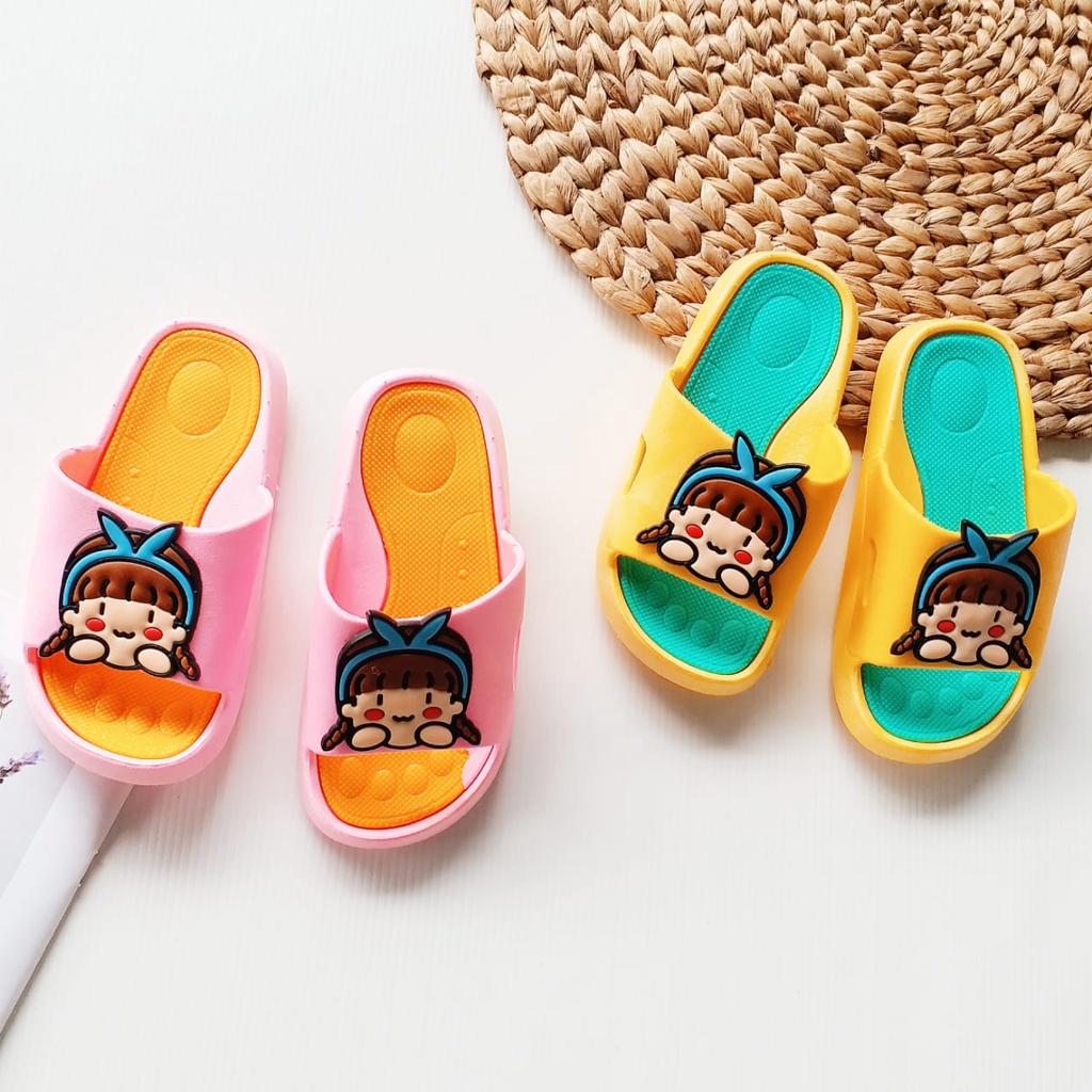 HappyOliver YEOLIN CHINGU anak Sandal slop anak laki perempuan cewek import