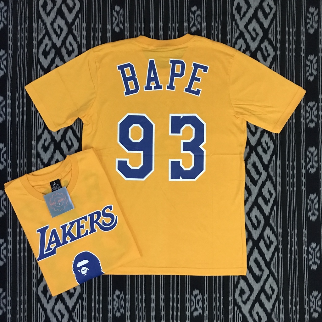 KAOS LAKERS X BAPE - KAOS PRIA - KAOS OLAH RAGA - KAOS BASKET