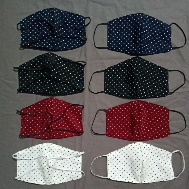  Masker  Kain katun 2Ply Kantong Tisu Motif  Polkadot  Pasir 