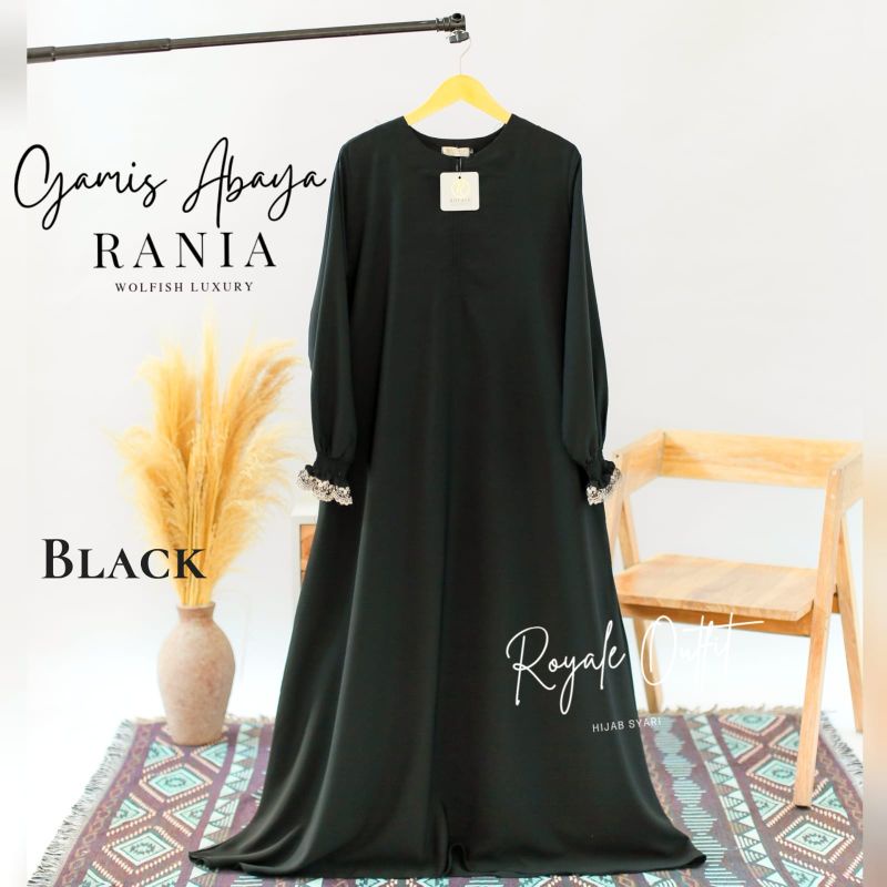 royale - rania abaya polos mix renda tile gold tangan smok