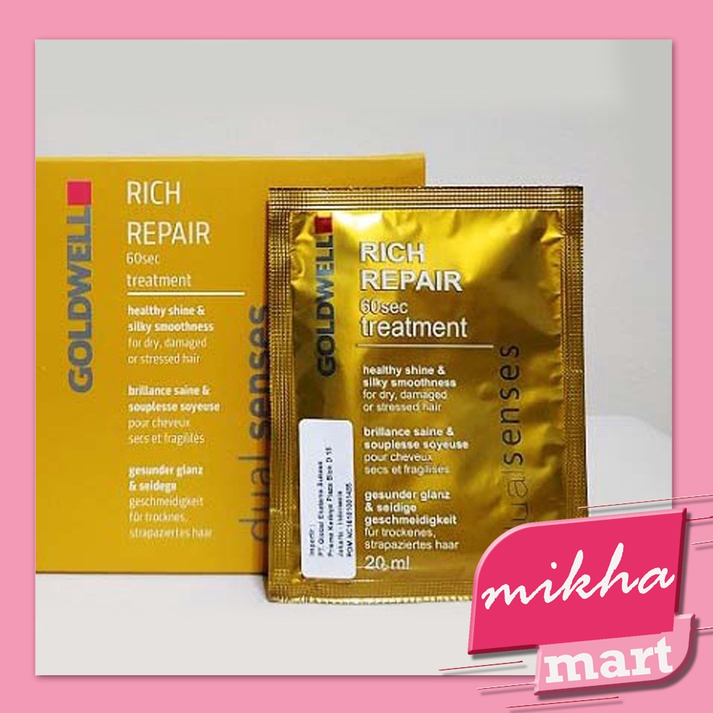 Goldwell Rich Repair 60 Second Treatment Hair Mask Sachet 20 ml Masker Rambut Rusak Kering Dry - MKM