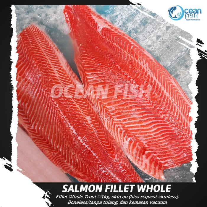 

Salmon Fillet Whole Trout @1kg/Salmon Super Fresh/Salmon Sashimi Grade Fresh/Salmon Ready to Eat