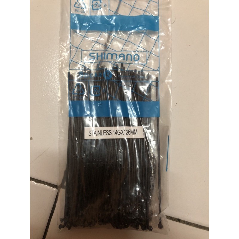 Spoke Jari-Jari Shimano Black 14G x 126MM Ori 100% Folding bike brompton fnhon troy dll.