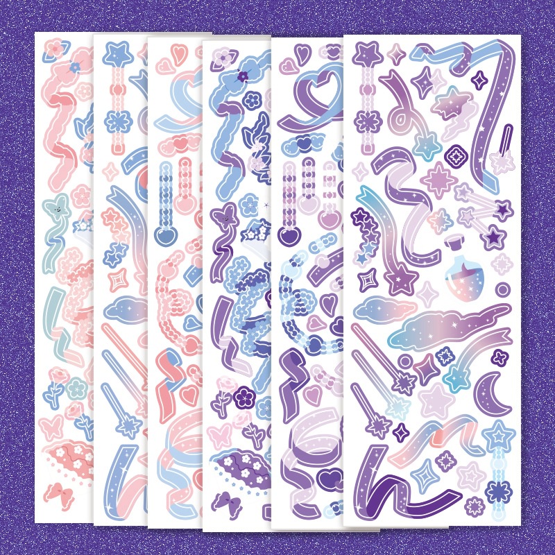 Gaya Korea pita stiker pita bunga crystal magic stick kecil gambar kartun dekorasi Jurnal bahan Kore