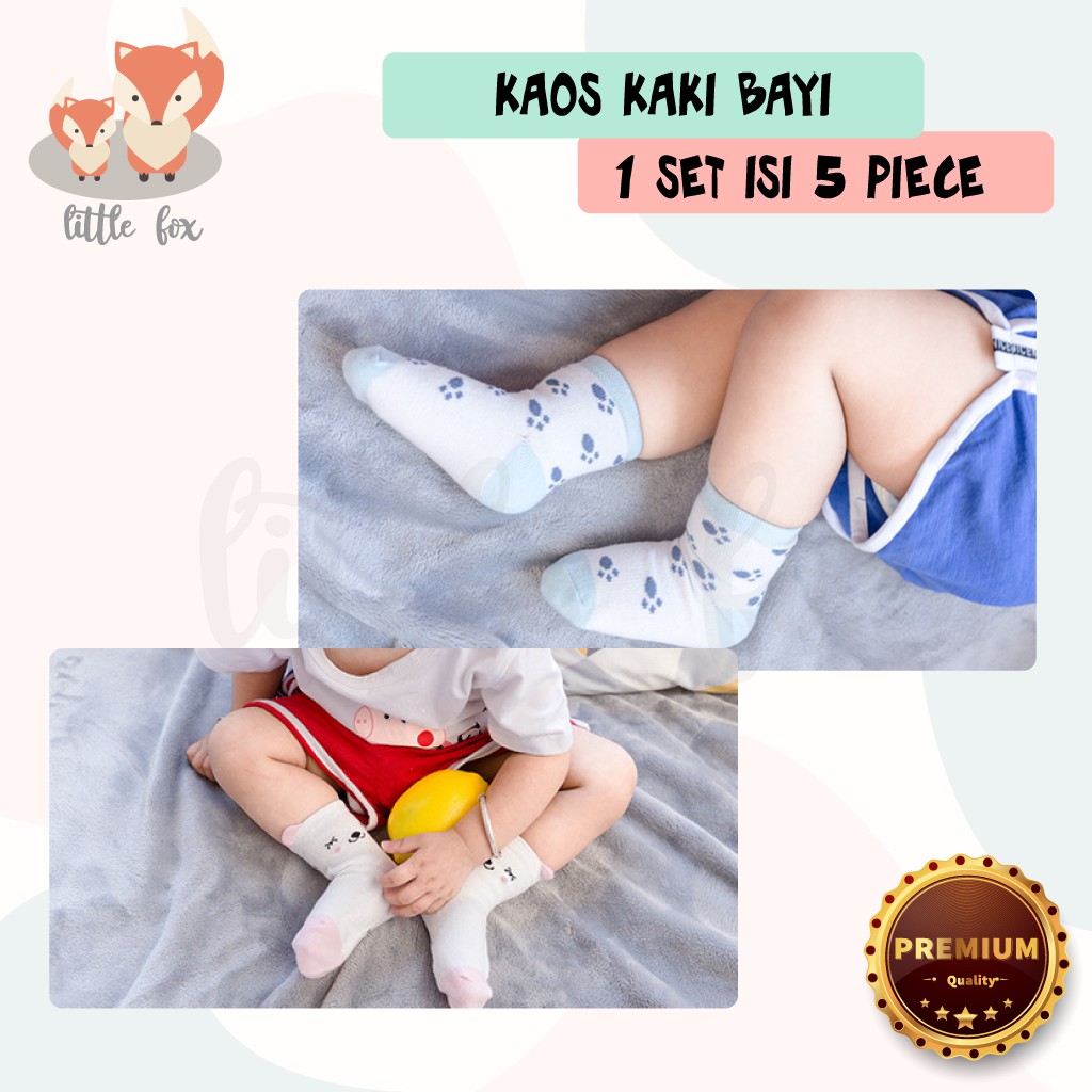 [ IMPORT] Kaos Kaki Baby / Newborn Set Isi 5 in 1 Pasang Motif Lucu Katun 100%