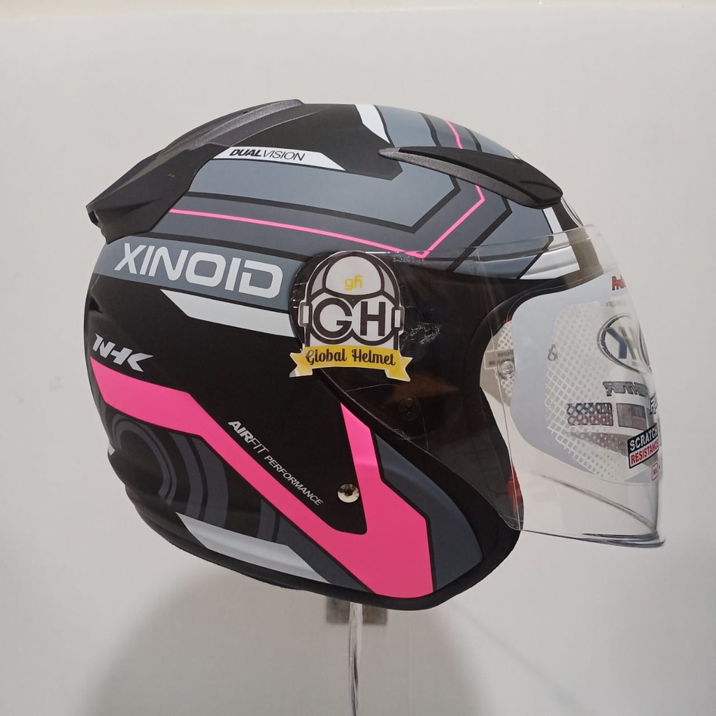 HELM NHK R1 XINOID NHK R-1 XINOID BLACK PINK DOFF DOUBLE VISOR