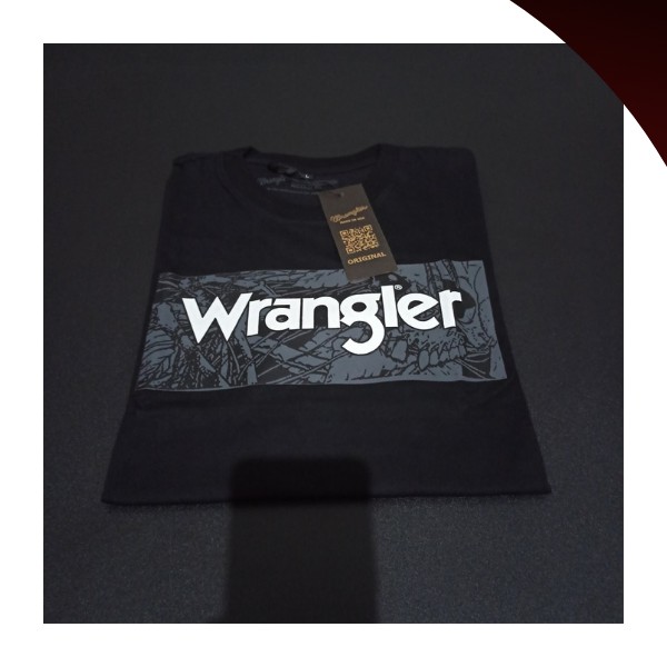 Kaos Wrangler Pria Motif Tengkorak Blok Hitam Bahan Katun / Baju Wrangler Free paper Bag