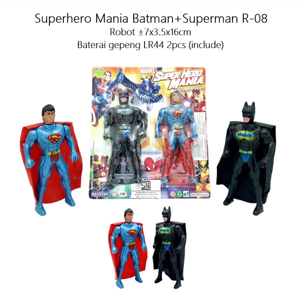 Mainan Superhero Mania Batman+Superman R-08