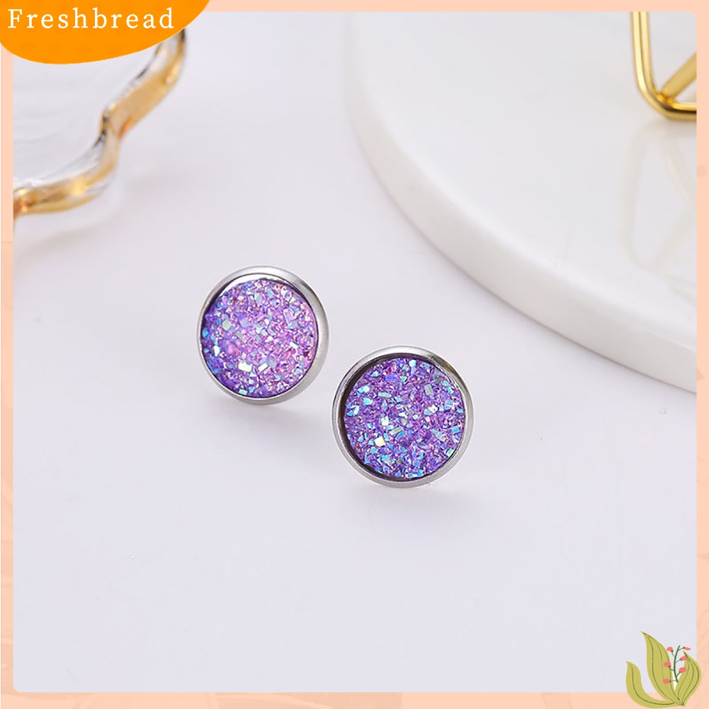 Fresh| Anting Stud Tindik Bentuk Bulat Motif Langit Berbintang Bahan Stainless Steel Untuk Wanita