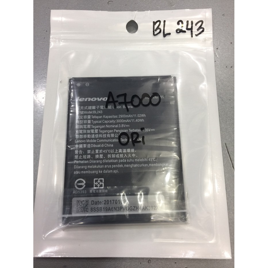 Baterai batre battery lenovo A7000 / BL-243 original