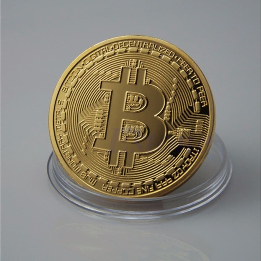 Gold Plated Bitcoin Miniatur - Golden