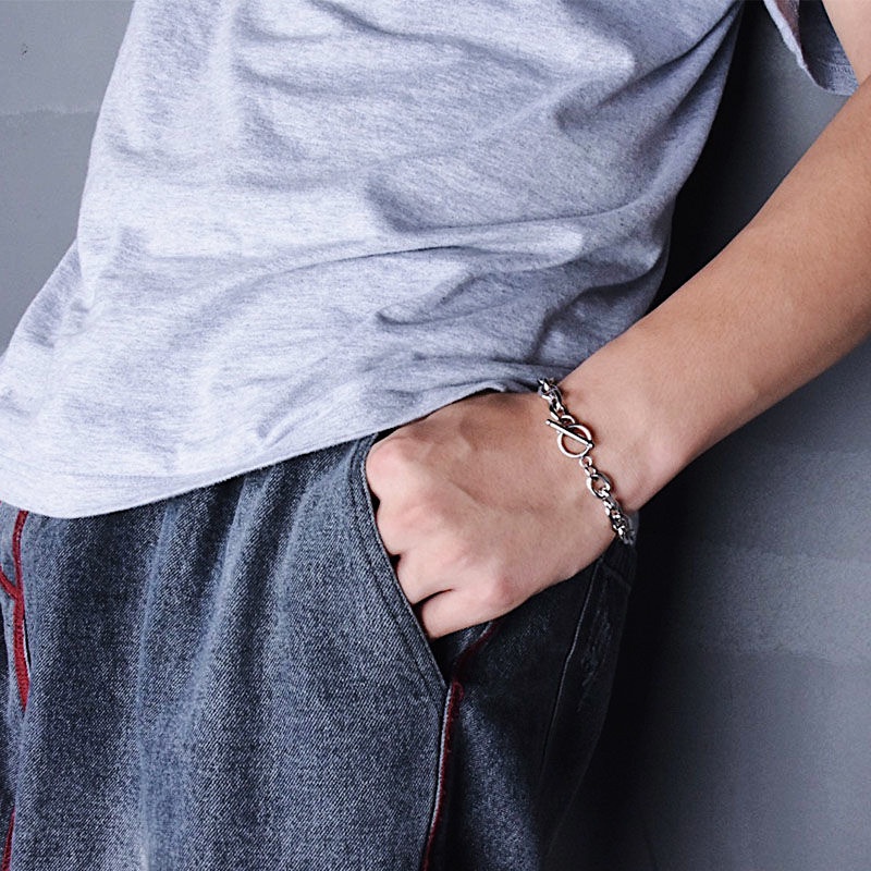 Sederhana Hong Kong pribadi hip hop punk Street tebal chain hollow PL gesper gelang pria dan wanita