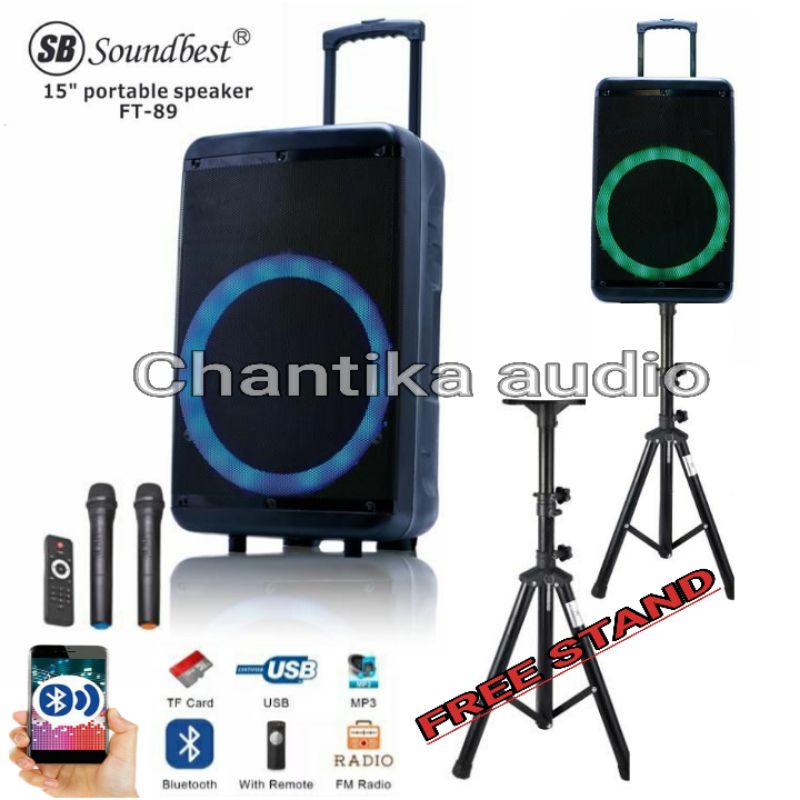 Speaker Portable Meeting Wireless Soundbest FT 89 Bluetooth USB 15 inch Speaker Bluetooth Speaker Po