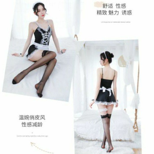 Maid Costume Set Stocking Sexy Seragam Pelayan Lingerie Cosplay