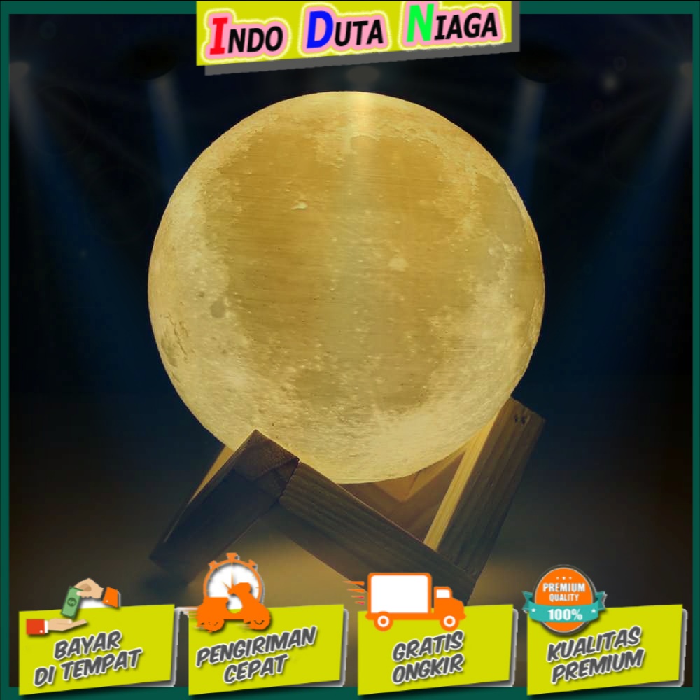 LightMe Lampu Tidur 3D Printed Moon Night Light Table Lamp - 3DPML