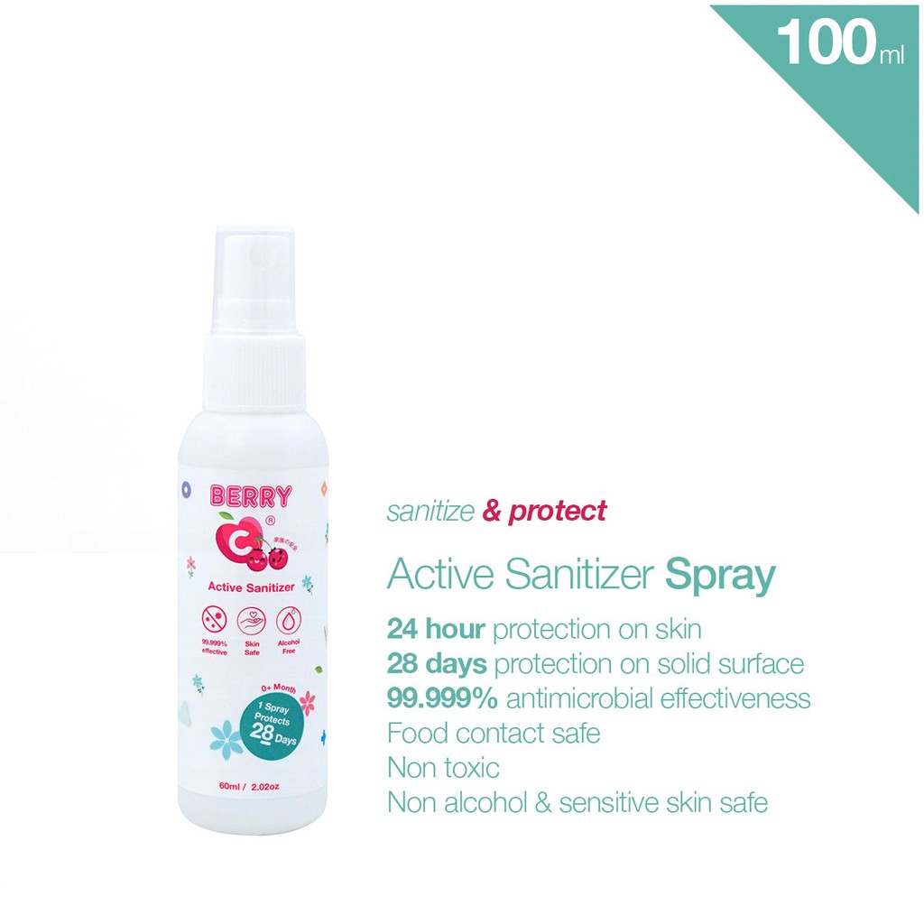 

TEVO BerryC Active Sanitizer : Satu2nya yang 1 Spray Melindungi 24 Jam di Kulit & 28 Hari (60/100ml)