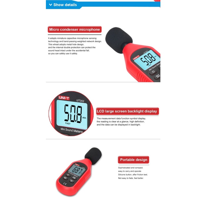UNI-T UT353 - Mini Sound Meter - Pengukur Tingkat Kekuatan Suara (Desibel)