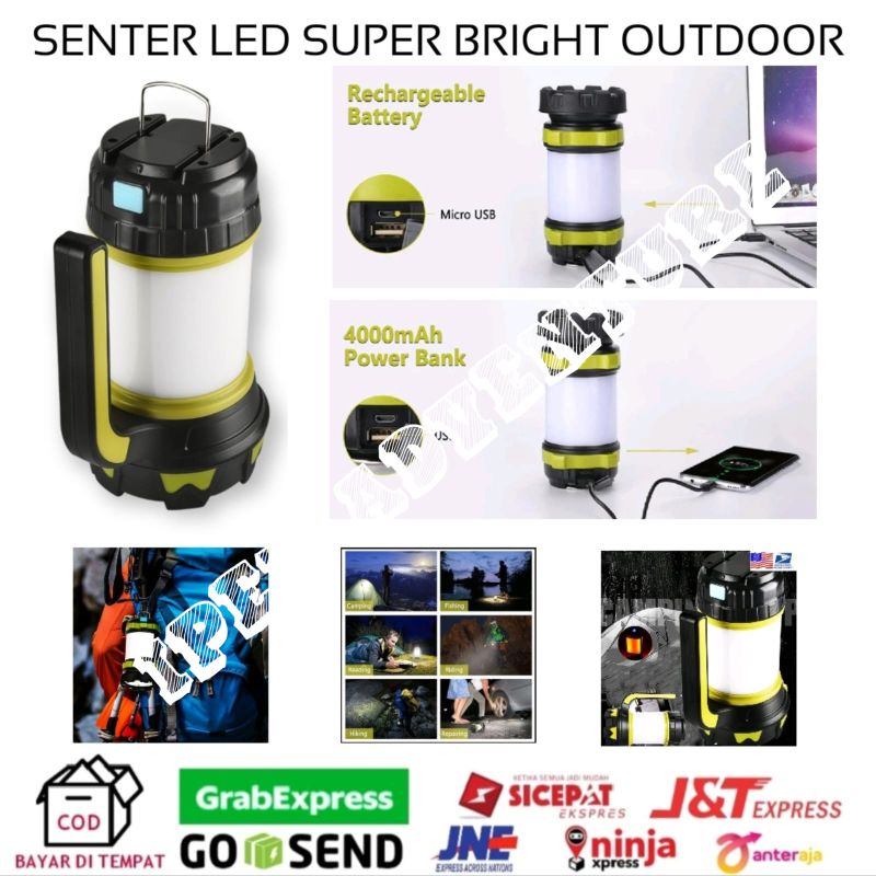 senter LED portable Flashlight powerbank