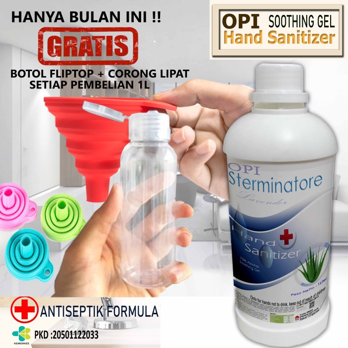 Hand Sanitizer Gel 1 Liter Lavender dll bonus Botol dan Corong cantik Promo berlaku hanya bulan ini saja, ayo buruan sebelum habis periode promo sudah ada izin edar resmi by Oke sabun suplayer