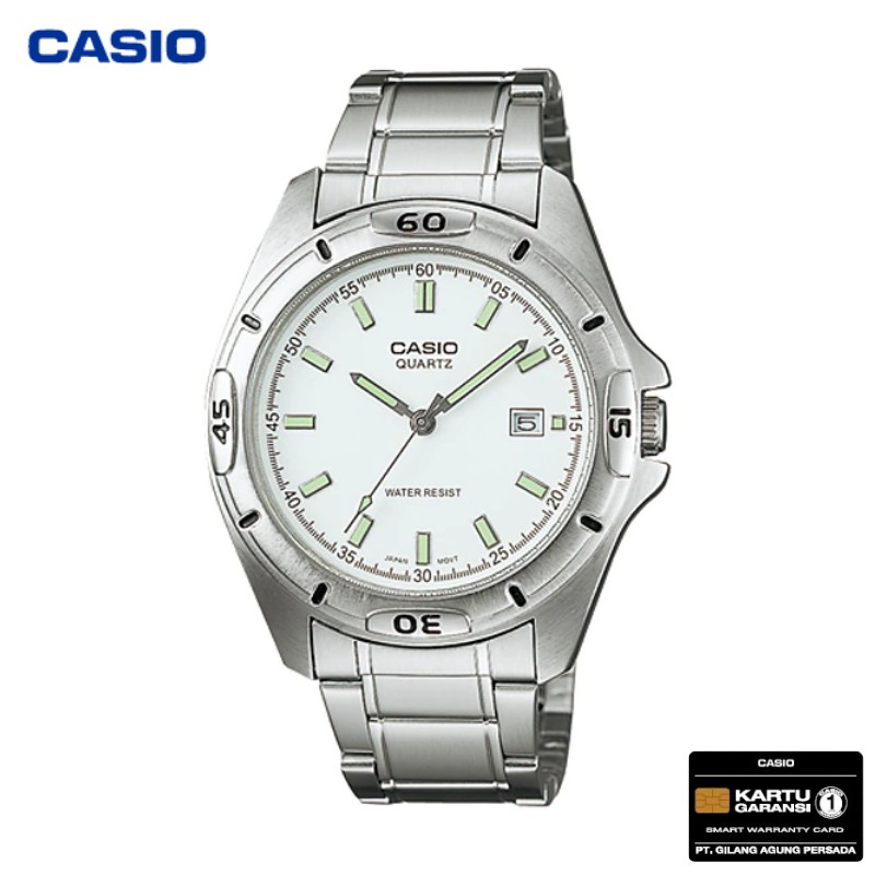 JAM TANGAN PRIA CASIO MTP-1244D-7A ORIGINAL - MTP1244D SILVER PUTIH