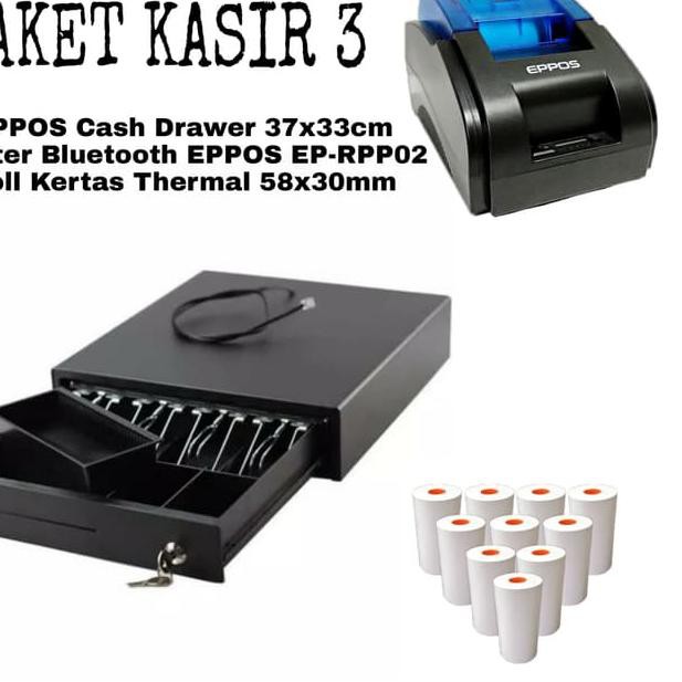 

✦jhd⋆ xvd-005 Paket Kasir 3 : Cash Drawer + Printer Thermal Bluetooth + Roll Kertas ♗