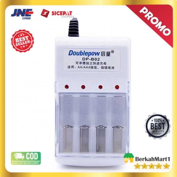 DOUBLEPOW Charger Baterai 4 Slots for AA/AAA Ni-MH Ni-CD - DP-B02