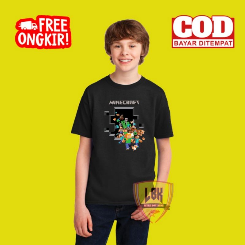 KAOS ANAK GAMBAR MINECRAFT/ BAJU ANAK GAMBAR MINECRAFT / BAJU KAOS ANAK GAMBAR MINECRAFT TERBARU