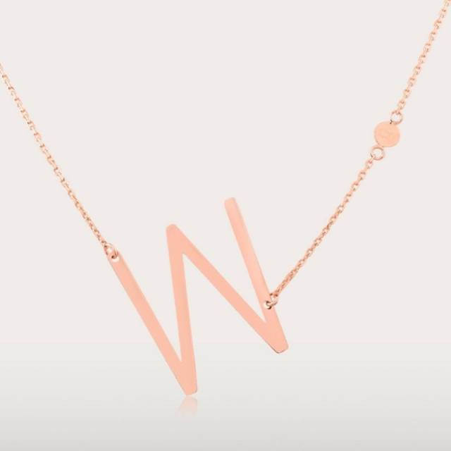 joseanshop kalung carendelano original ubs rose gold  kadar 750 hadiah ultah huruf w