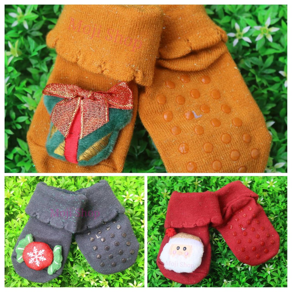 Kaos Kaki Bayi Motif Natal Bahan Halus &amp; Lembut Kualitas Import