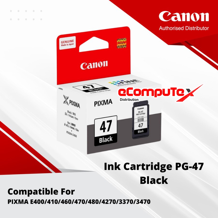 CARTRIDGE CANON PG 47 BLACK / TINTA CATRIDGE CANON PG47 HITAM - RESMI