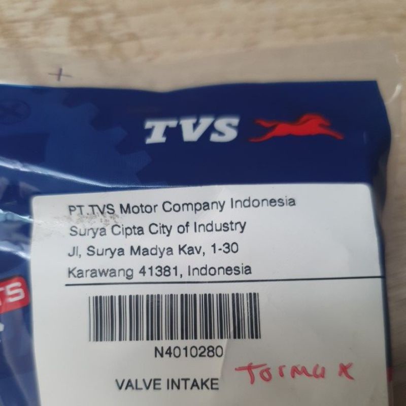 Klep Tormax In TVS. Valve Intake