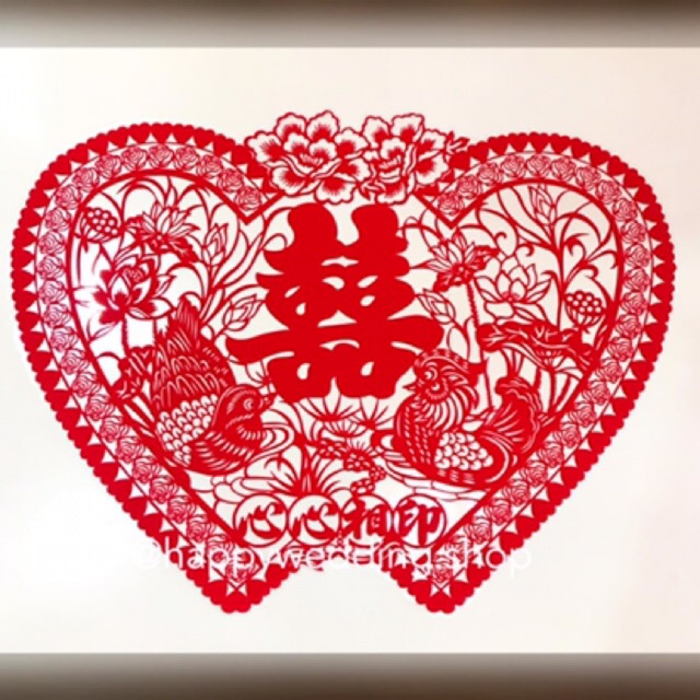 

Stiker Wedding Shuang xi Jumbo love Bahan bludru / Stiker wedding 2pc