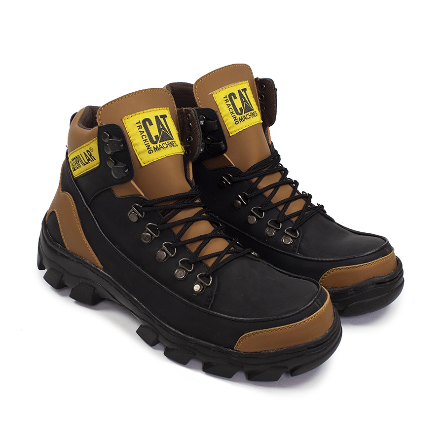 [ BISA COD ] Sepatu Safety Proyek Ujung Besi - Septy Shoes Boot - Septi Kerja Lapangan Kulit Sintetis Tali - Sepatu Caterpillar Steel Toe