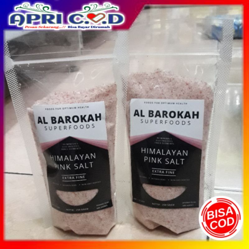 

Garam himalaya Pink Salt Albarokah 250Gram Kemasan Pouch