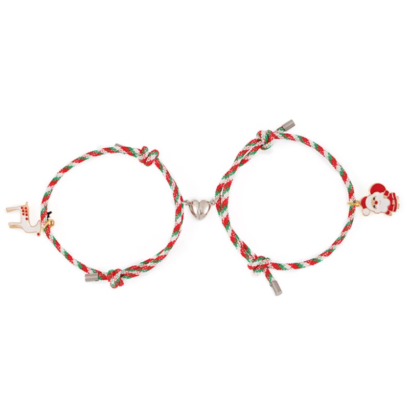 2pcs Gelang Tali Dengan Liontin Santa Claus Untuk Pasangan