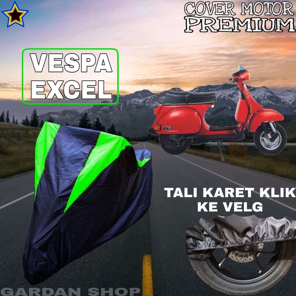 Sarung Motor VESPA EXCEL Hitam HIJAU Body Cover Penutup Pelindung Motor Vespa PREMIUM