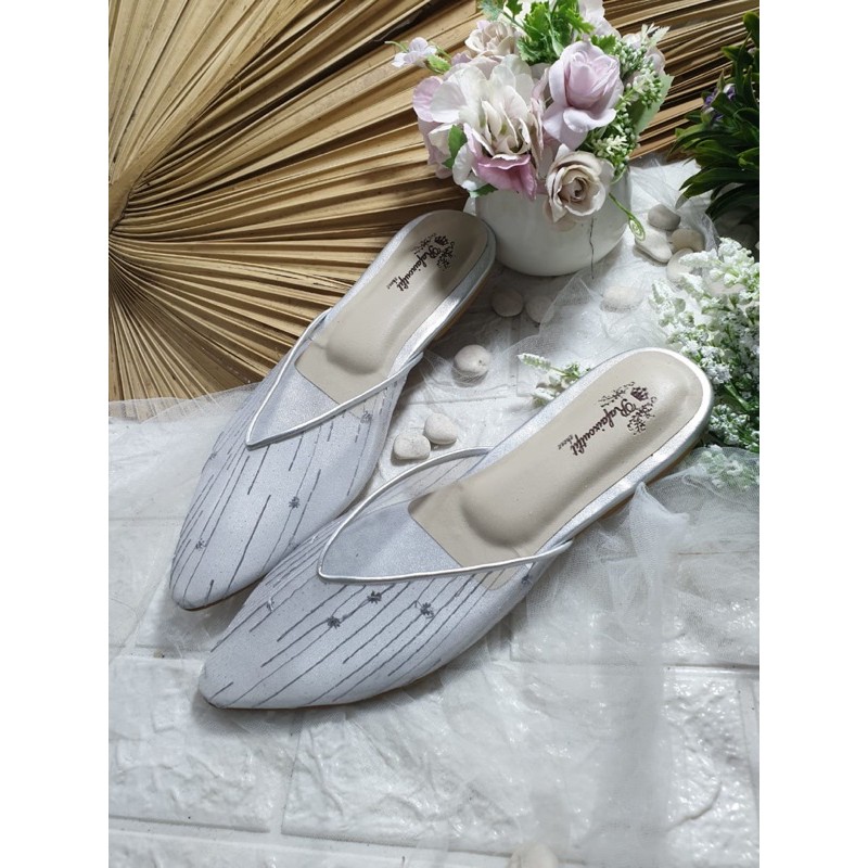 flatshoes kathy silver 1cm sepatu wanita tanpa hak