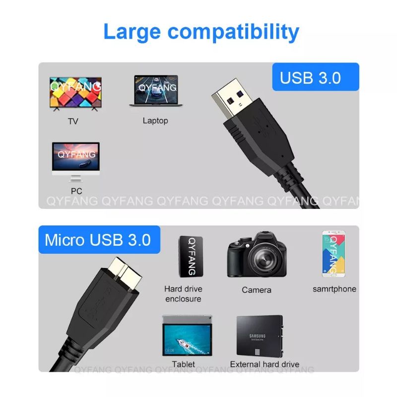 Kabel data USB 3.0 micro B hardisk HDD external 5Gbps charger HP Samsung 60Cm