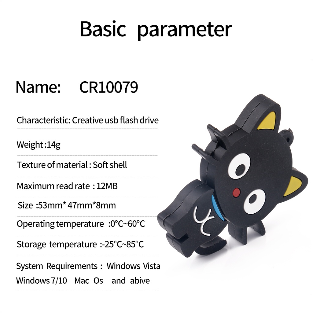 Usb Flash Drive Portable High Speed Bentuk Kucing Kapasitas 8GB / 16GB / 32GB / 64GB / 128GB