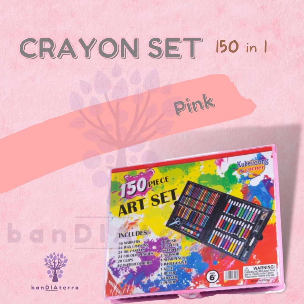 Bandiaterra 150 IN 1 ART SET/Alat Gambar &amp; Lukis / Crayon, Spidol, Pensil Warna, Cat Set