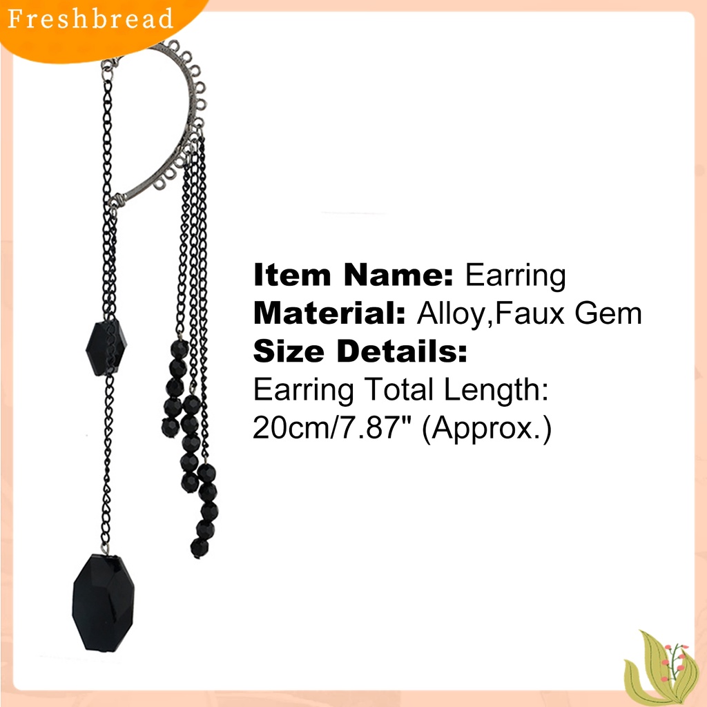 [TERLARIS]Lady Earring Jewelry Metal Black Artificial Gem Earing for Party