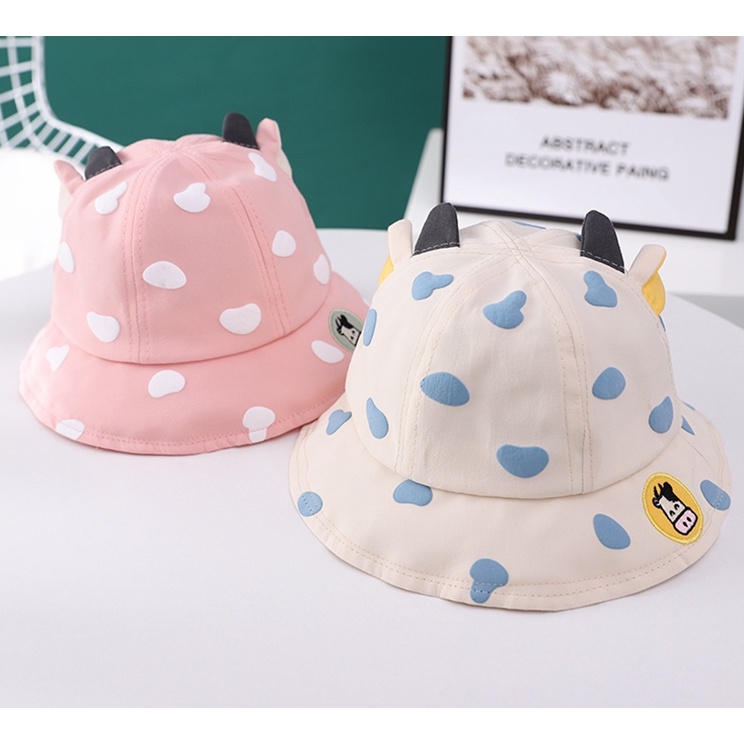TOPI ANAK BUCKET FACESHIELD PELINDUNG WAJAH ANTI VIRUS PEREMPUAN LAKI LAKI MOTIF SAPI BTD-3