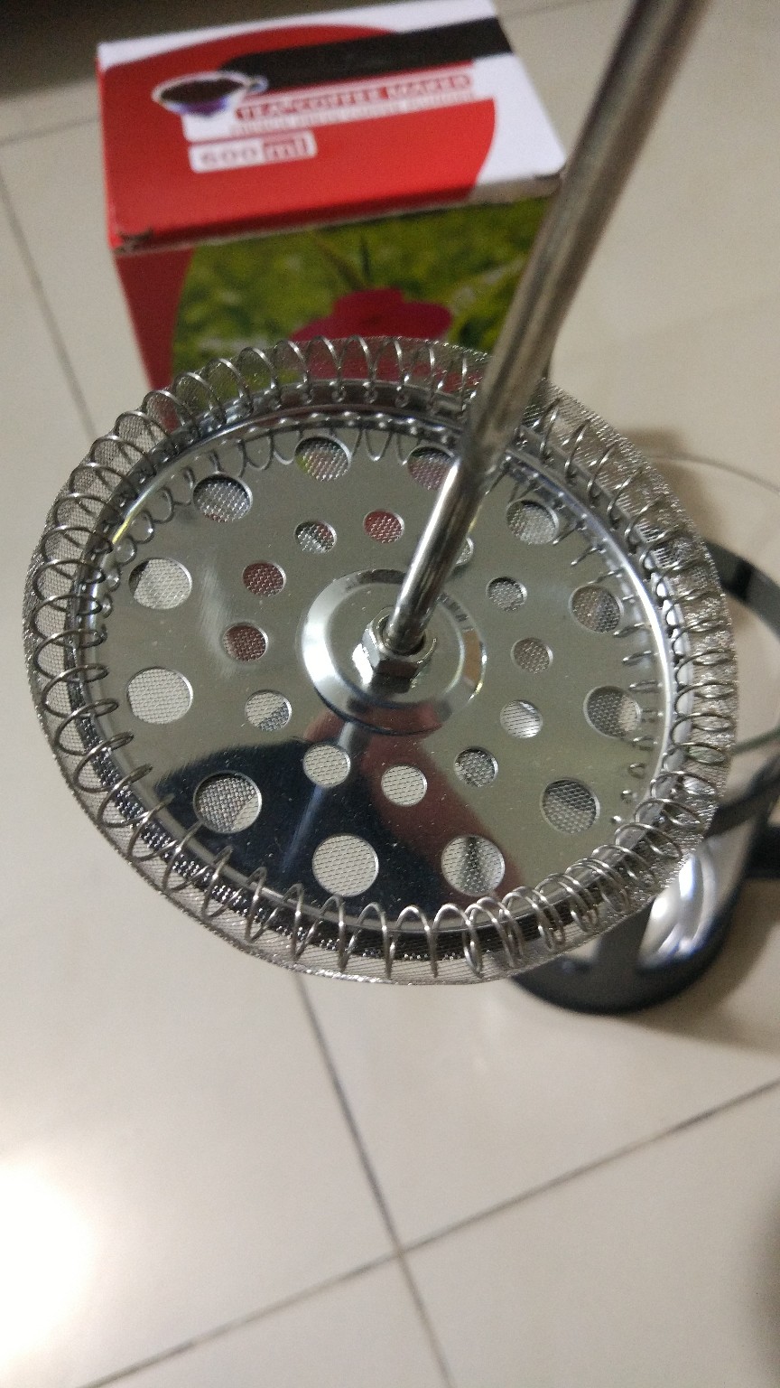 French Press Coffee Maker Pot Bean Pattern [hitam] [600ml]