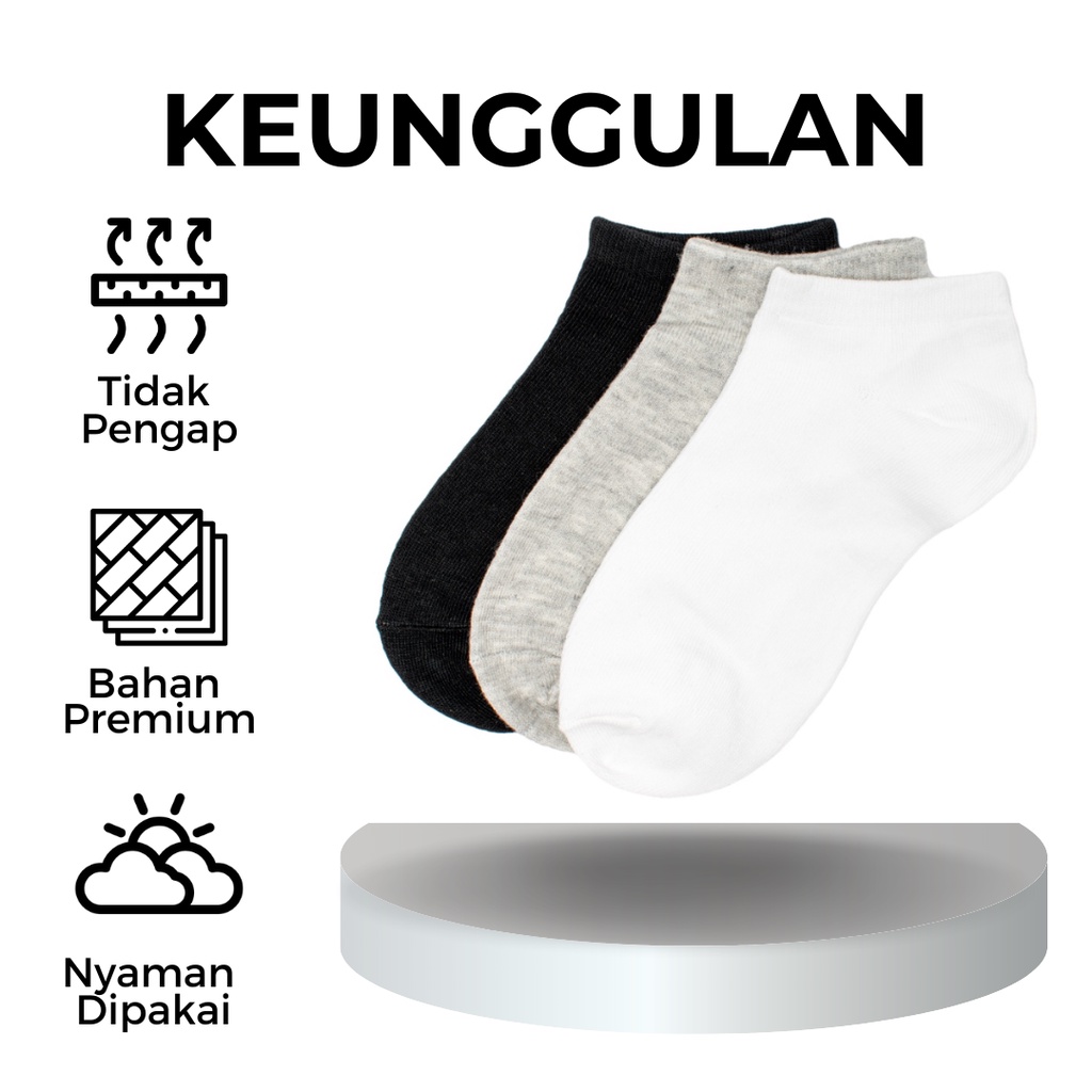 Kaus Kaki Kaos Kaki Ankle Dewasa Polos Pria Wanita Tebal