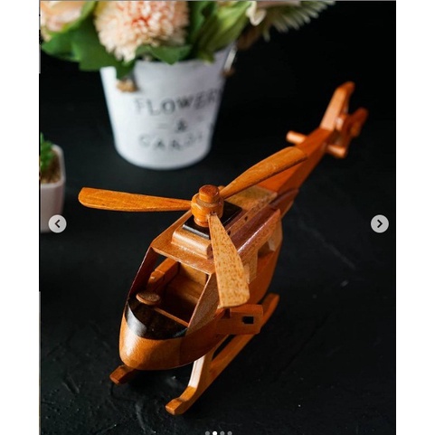 MINIATUR/PAJANGAN MEJA HANDMADE HELICOPTER DARI HIGH QUALITY KAYU 100% ASLI BALI