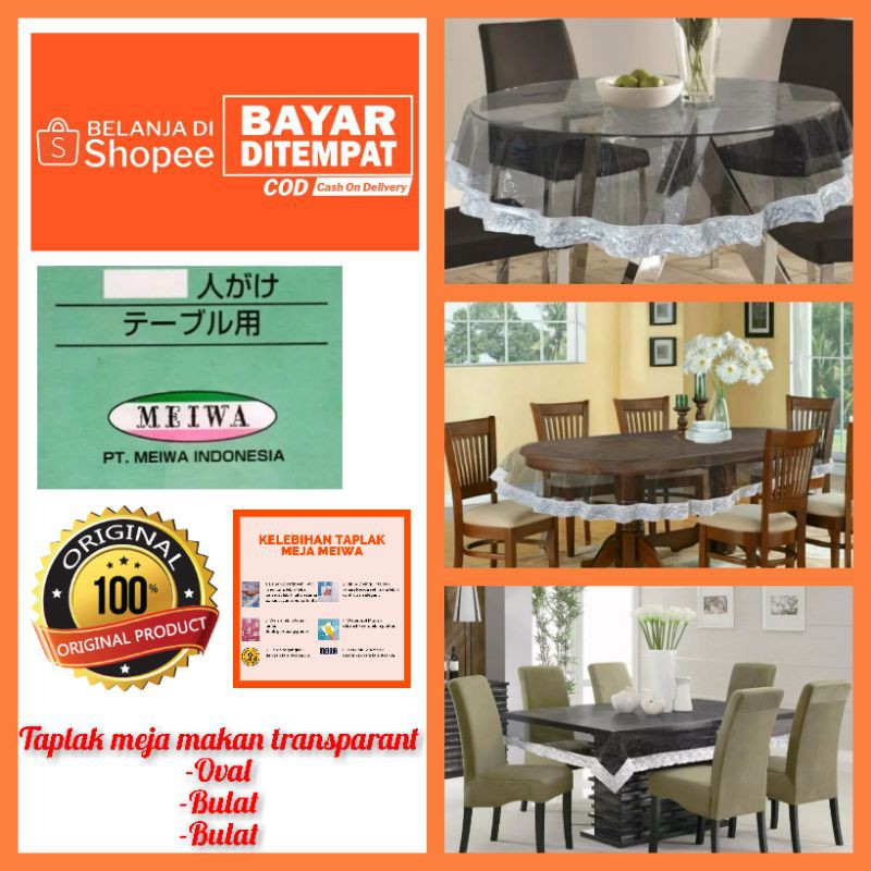 taplak meja makan transparant renda pinggir Taplak meja makan waterproof anti air